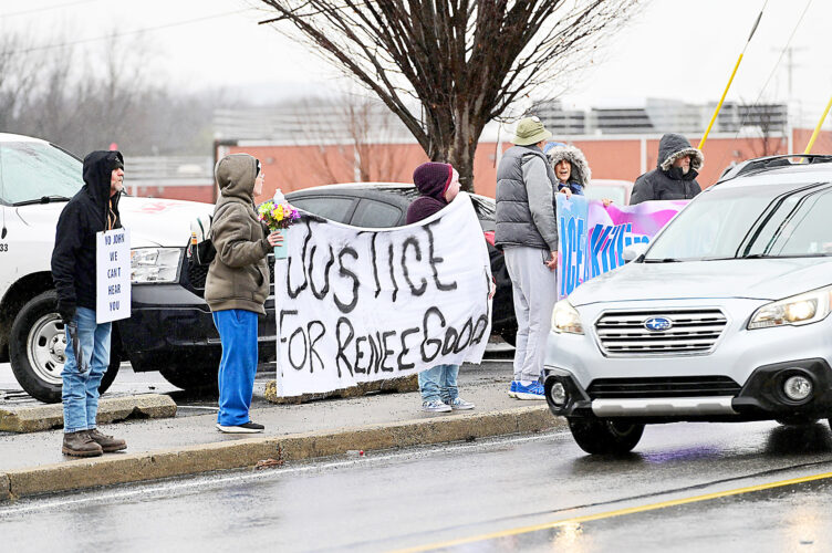 ICE protesters rally outside Joyce’s office